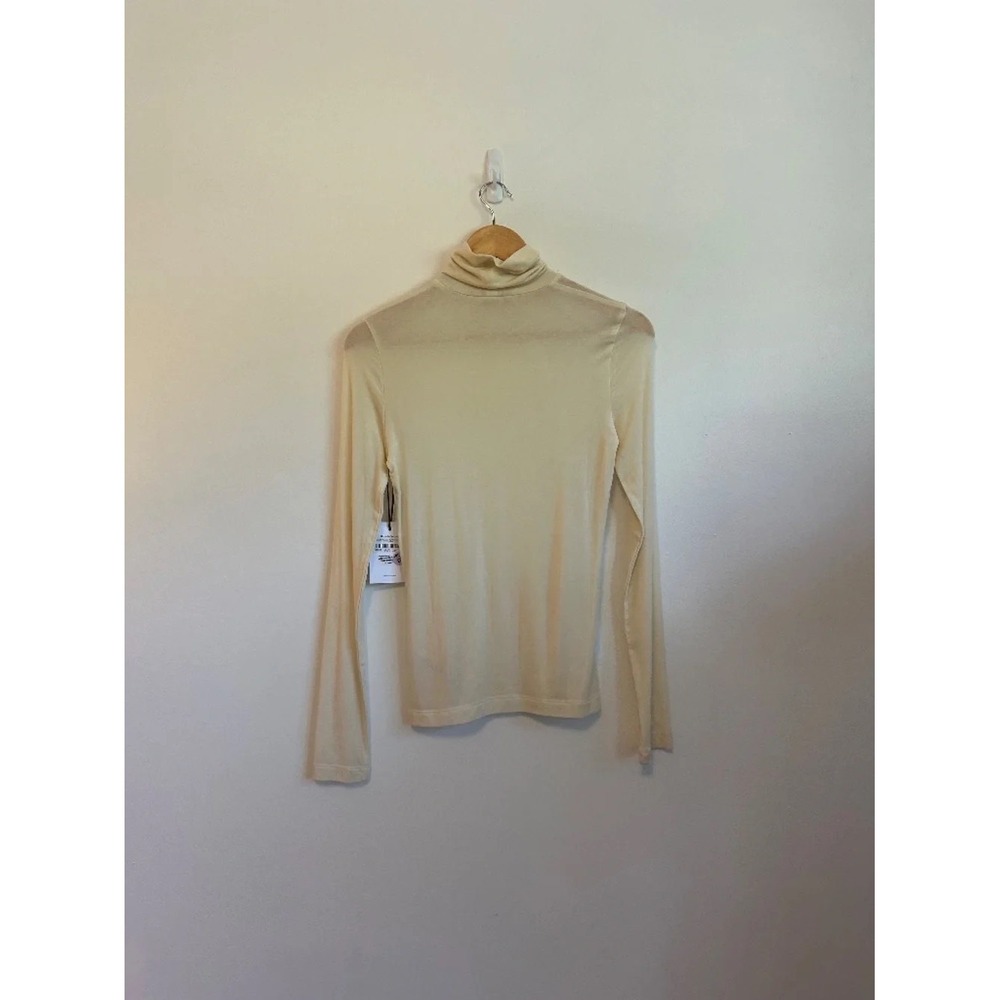 NWT Agolde Pascale Cream Ribbed Long Sleeve Turtleneck Top in Oatmilk | Small - Picture 10 of 13